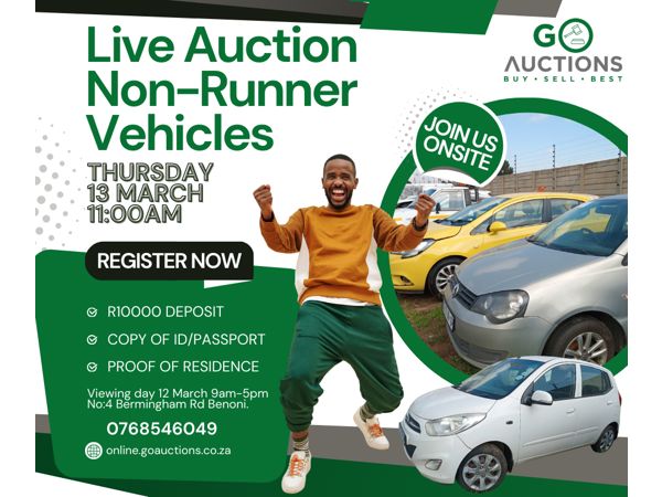 Live Non-Runner Vehicles Auction 13 March