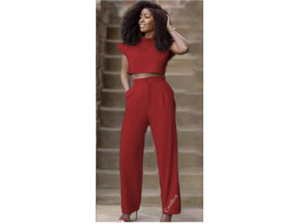 Final Sale Plus Size 2-Piece Crop Top and Palazzo Pant Set in Rust & N –  Chic And Curvy